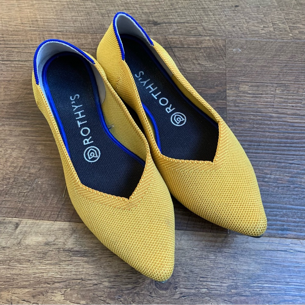 Rothy's The Point Marigold Fabric Pointy Toe Ballet Flats Women's 7.5 runs small